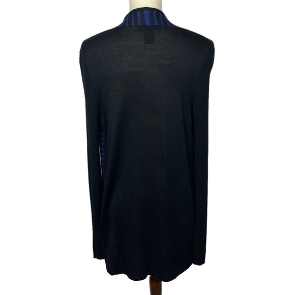 Design History Cardigan Sweater Womens Medium Blue Black Striped Open Front - Picture 4 of 6